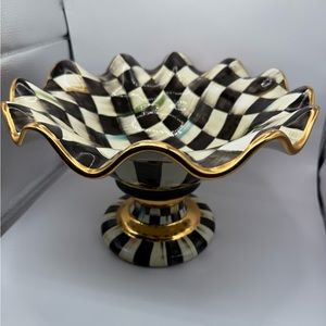 Mackenzie Childs Courtly Check Ceramic Compote